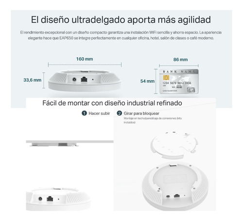 Access Point De Techo Gigabit Wifi 6 Ax3000, Tp-link, Eap650