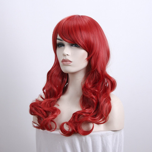 Peluca De Cosplay Roja Larga Y Ondulada De 60 Cm Color Red