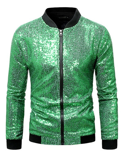 Chaqueta De Béisbol Con Lentejuelas De Color Verde Brillante