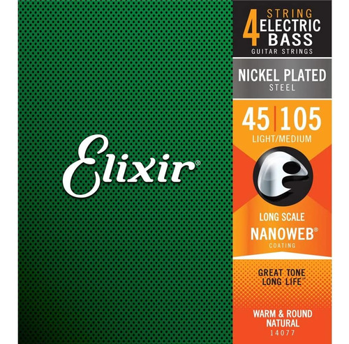Cuerdas Para Bajo De 4 Cuerdas Elixir Strings De Acero Ni...