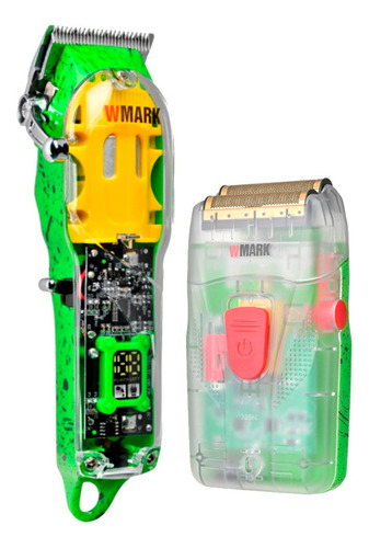 Kit 2 Maquina De Cabelo Wmark Ng308 Ng987 Verde Transparente