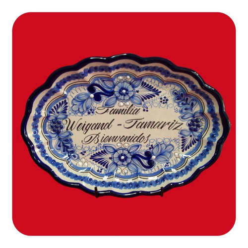 Imagen 7 de 9 de Charola Concha D Talavera Poblana 37x27 Cm Personalizada Chr