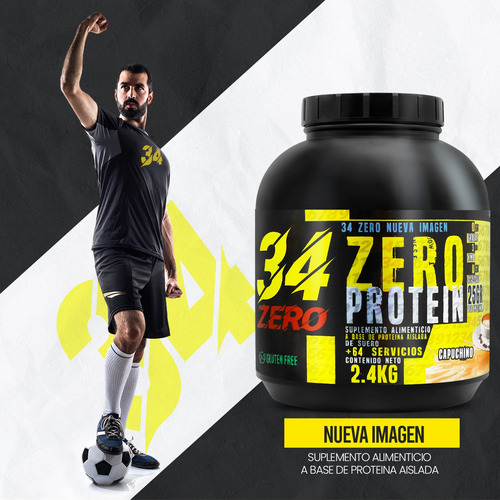 Suplemento En Polvo Proteína 34 Zero 2.4kg 80 Servicios Capuchino