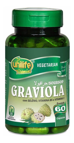 Graviola Guanábana 60 Caps Vegano Selenio Vitaminas B5 Y C