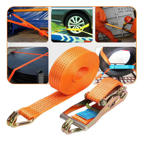 Cinta Catraca Amarração Caminhão Carga 2 Ton 50mm 9 Metros Cor Laranja