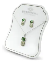 Comprar Aretes Dije Cadena Piñas En Plata Joyería Fina