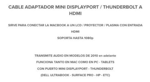 Imagen 4 de 6 de Adaptador Thunderbolt / Mini Displayport A Hdmi