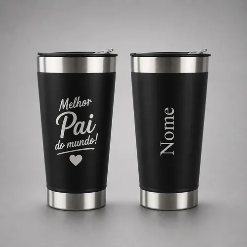 Copo Térmico 500ml Com Nome Personalizado Dia Dos Pais Preto 2. Melhor Pai