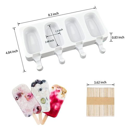 Juego De 10 Moldes De Silicona Para Paletas De 4 Cavidades