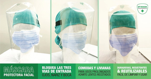 Imagen 1 de 10 de Mascara Protectora Facial Reutilizable Proteccion Comoda