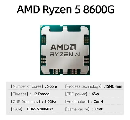 Processador Amd Ryzen 5 8600g 4.3ghz - 5.0ghz 22mb Cache | Frete