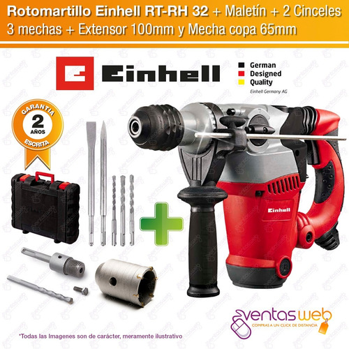 Imagen 2 de 9 de Rotomartillo Taladro Roto Percutor 1250 W Rt-rh32 Einhell