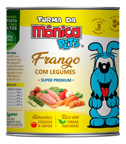 Ração Úmida Cães Frango E Legumes Lata 280g Turma Da Mônica