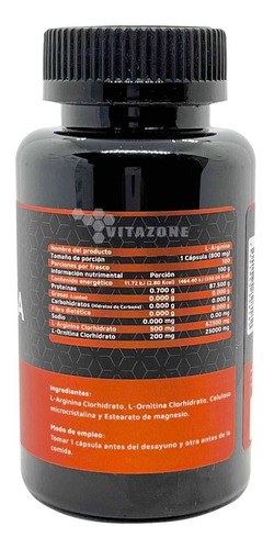 Imagen 3 de 5 de Arginina 500 Mg 100 Cápsulas.