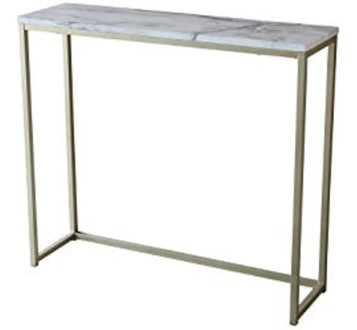 Tilly Lin Modern Accent Faux Marble Console Table, Gold Meta