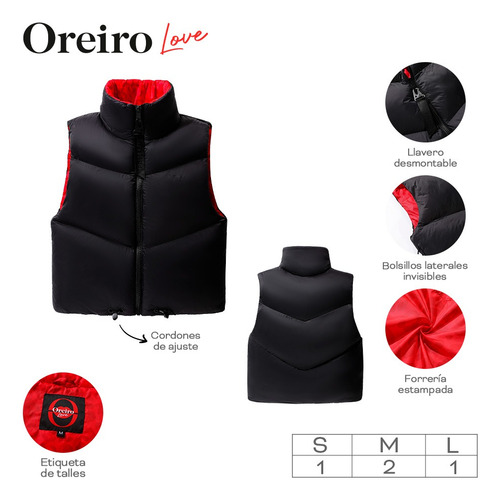 Chaleco Liviano Oreiro Abrigo Love Invierno Puffer Acolchado