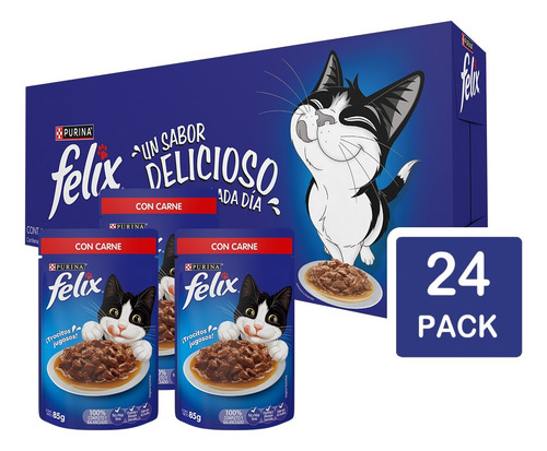 Purina® Felix® Gato Adulto Sobre Carne 24x85g