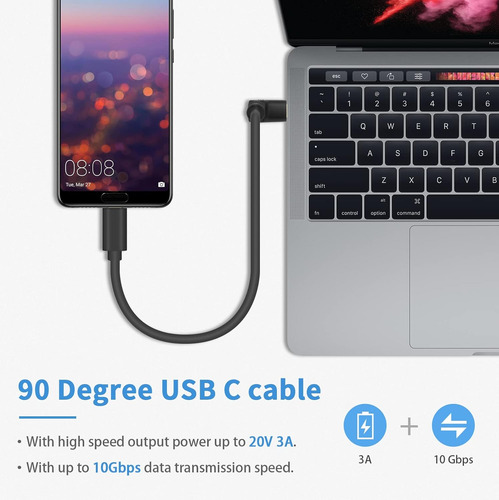 Cable Usb C A Usb C De 90 Grados De Poyiccot, 1 Pie, Tipo C