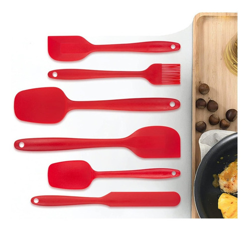 10 Piezas Esp¿tula De Cocina Antiadherente De Silicona De Color Rojo
