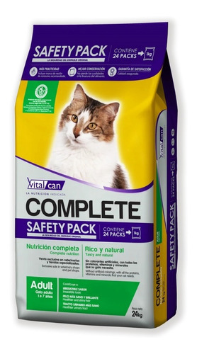 Alimento Vitalcan Complete Gato Adulto Safety Pack X24kg