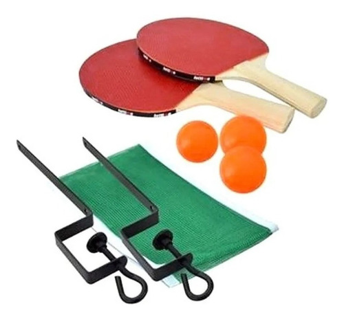 Kit Ping Pong 2 Raquetes 3 Bolas + Rede + Suporte - Oferta