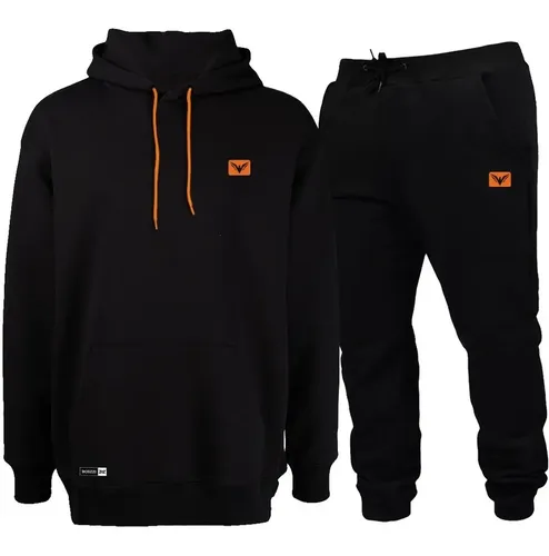 MLB 3212142250 Conjunto De Frio Moletom Com Capuz Canguru Flanelado Preto JM