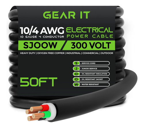 Cable De Alimentación Portátil 10/4 10 Awg (50 Pies - 4 Cond