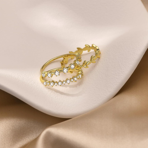 3 Anillos De Oro Apilables Para Mujer, Anillo Chapado En Oro