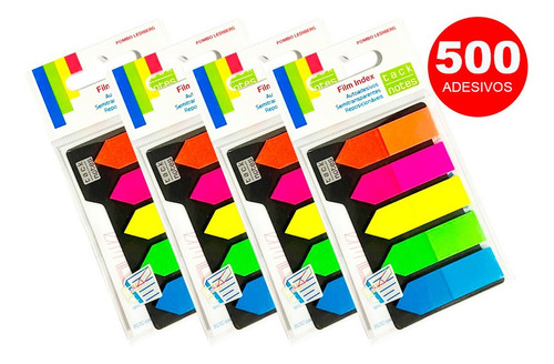 500 Marcadores De Página Neon Seta 5 Cores Adesivo Caderno