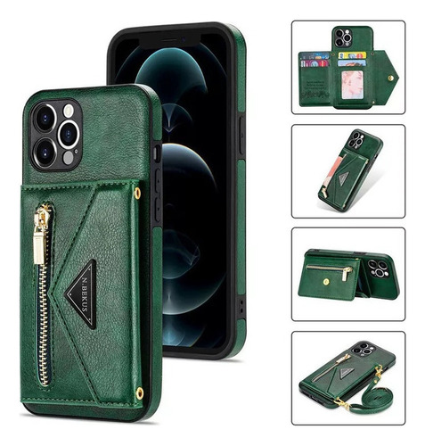 Funda De Piel Para iPhone Funda Tipo Cartera Con Correa