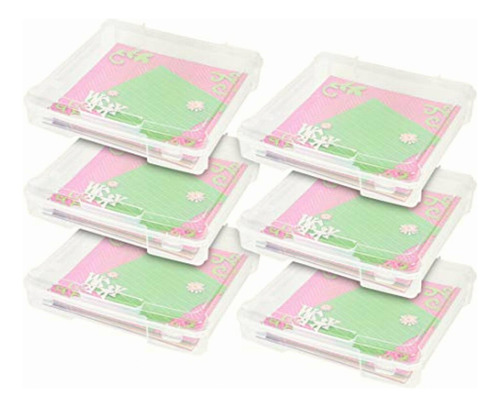 Iris Usa 6 Pack Clear Scrapbook Paper Storage Boxes,