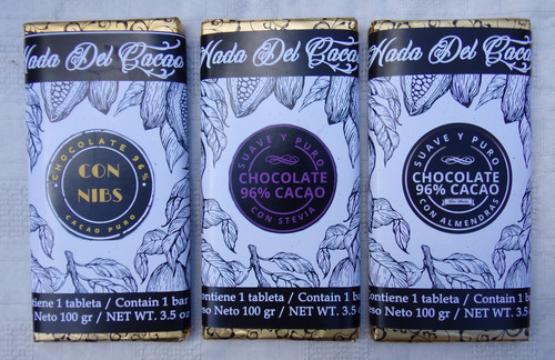Imagen 9 de 10 de Chocolate 100 Gr 96% Cacao Nibs Con Stevia - Sin Azucar Keto