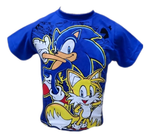 Camiseta Camisa Infantil Personagem Sonic Algodão