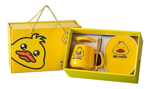 Taza Patito Café Té Con Calentador Eléctrico Caja Regalo