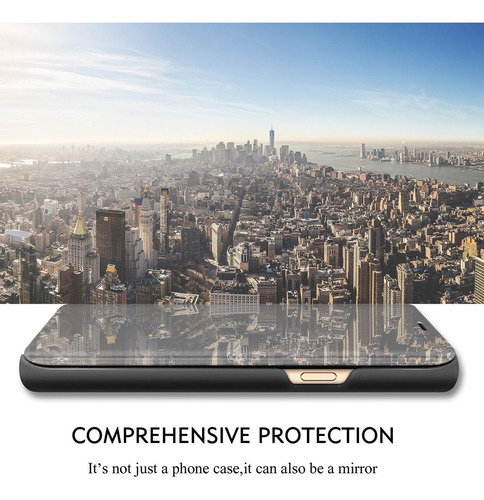 Funda Para Samsung A06 Clear View + Vidrio Full 9d C/huella Negro