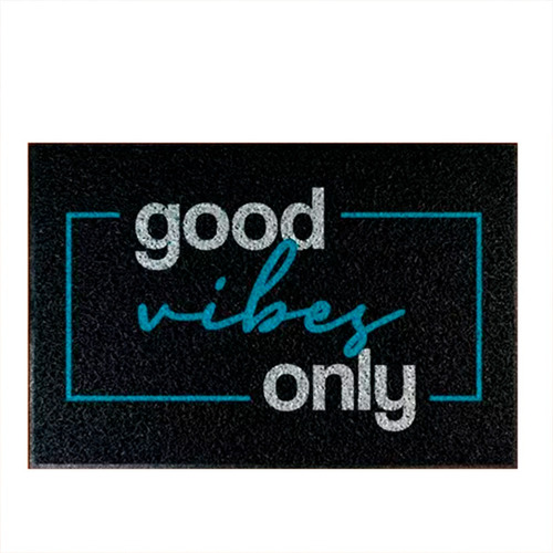 Tapete Capacho Decorativo - Good Vibes Only Cor Preto Desenho do tecido C237