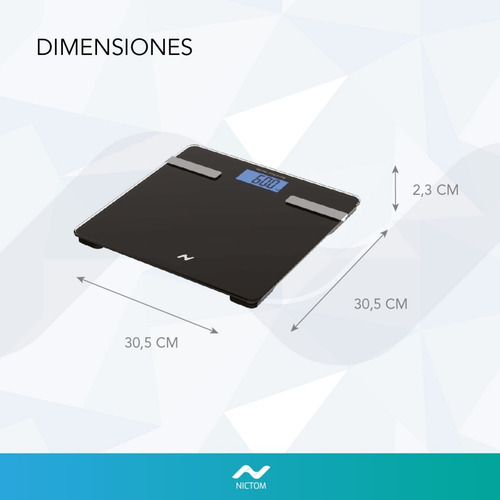 Imagen 6 de 6 de Balanza Digital Personal Nictom Bp03 Negra, Hasta 180 Kg