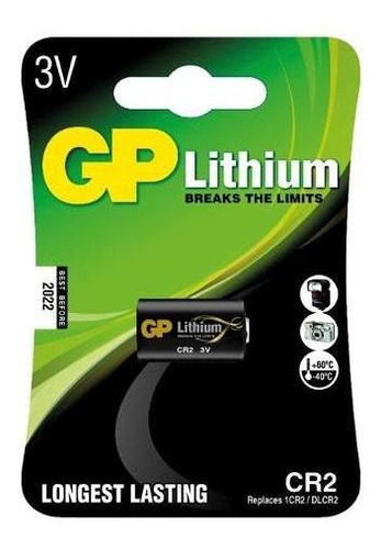 01 Bateria Pilha Cr2 3v Lithium Foto Gp Cartela Unitária