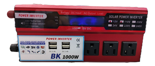 Inversor De Corriente 12v Dc A 110v Ac 1000w Con Puertos Usb