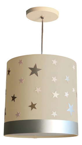 Luminária Pendente Infantil Estrelas 25x25 1e27 Crú