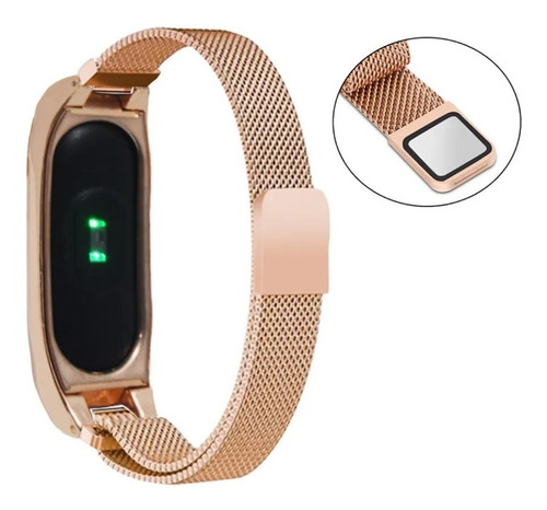 Imagem 2 de 9 de Pulseira Rose Dourada De Aço Inoxidável Para Mi Band 2
