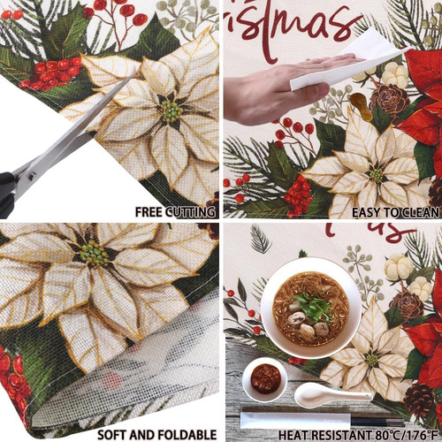 4 Manteles Individuales De Navidad De 12 X 18 Pulgadas, Dise