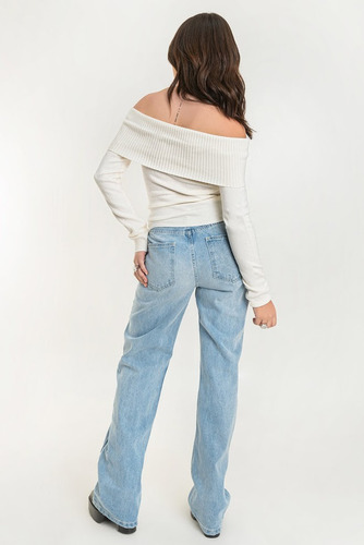Jeans Para Dama Corte Recto Wide Leg