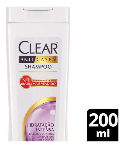 Shampoo Anticaspa Hidratação Intensa 200ml Clear