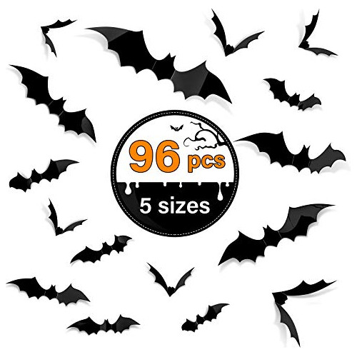 96 Pcs Halloween 3d Bats 2021 Actualizado 5 Tamaños Di...