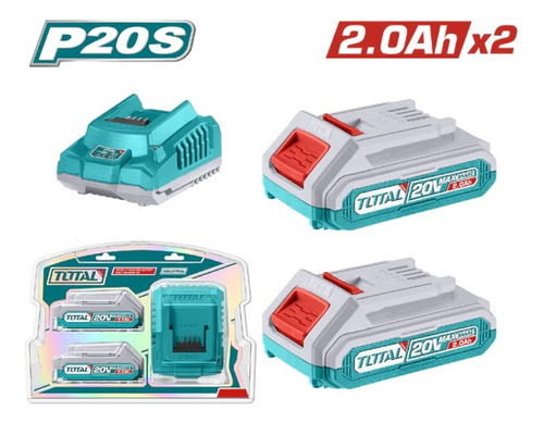 Set De 2 Batería 20v 2.0ah + Cargador Total Utfbcpk1222