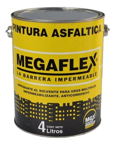 Imagen 1 de 3 de Pintura Asfaltica Megaflex X 4 Lt Brea Imprimación Solvente