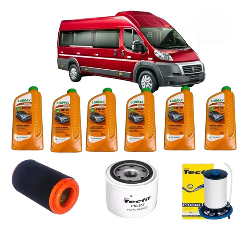 Kit Troca De Oleo + Filtros Ducato 2.3 Multijet Ano 2018/...