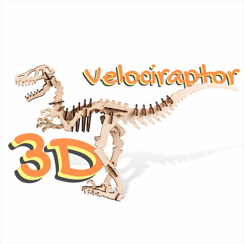 Dinosaurio P/armar 3d En Fibro Fácil Velociraptor