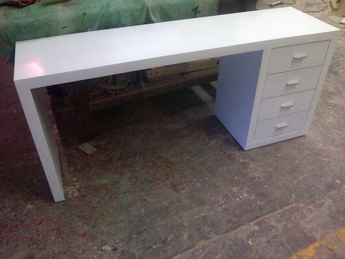 Imagen 5 de 9 de Escritorio Laqueado Juvenil Con 4 Cajones 120x40 Moderno